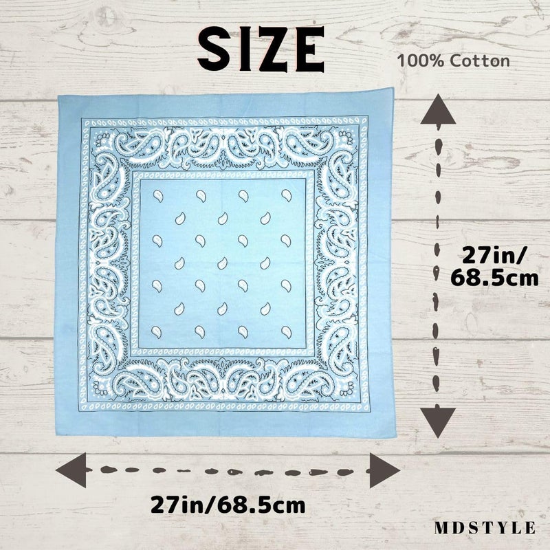 MD Style Extra Large Bandana 27” x 27” 100% Cotton for Men & Women Paisley Handkerchief Headband Scarf Jumbo Bandanas - Image 4